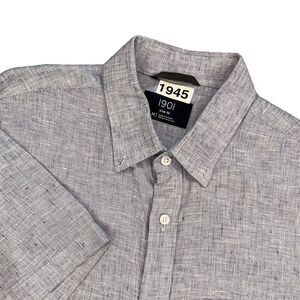 1901 Men's Medium164722 Button Down Trim Fit Grey Workwear‎ Chambray Sport Shirt